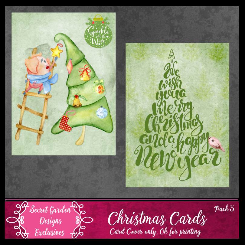 (image for) SGD Exclusive Christmas Cards pack 5